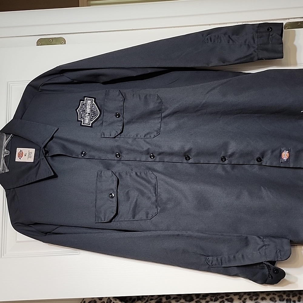 Dickies Button-Up Shirt W/Harley Patch. Long Sleeve